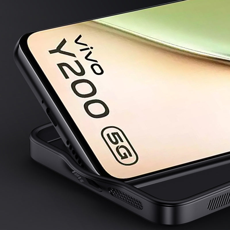 For vivo Y200 (India) 5G Cell Phone Case Wood Grain PU+PC+TPU Drop Resistant Cover - Black For vivo Y200 (India) 5G Cell Phone Case Wood Grain PU+PC+TPU Drop Resistant Cover - Black